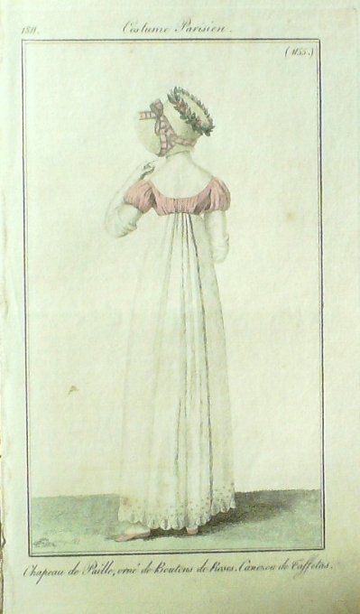 Gravure Mode Costume Parisien 1811 # 1155 (eau forte old Fashion plate