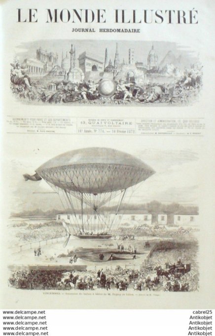 Le Monde illustré 1872 n°774 Nice (06) Angleterre Westminster Chelsea Vincennes (94) Italie Rome