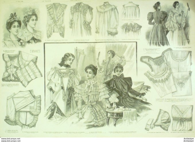 Gravure de mode La Saison 1896 (lingeries)