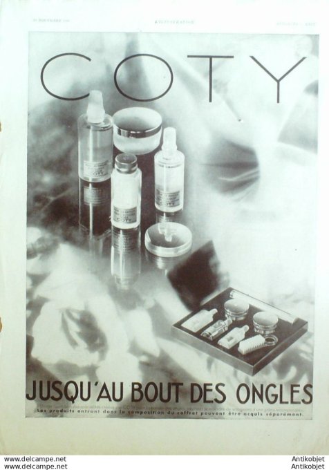Publicite Cosmetique Coty Vernis 1930