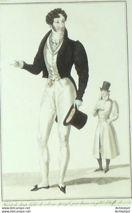 Gravure de mode Costume Parisien 1826 n°2376 Habit de drap homme