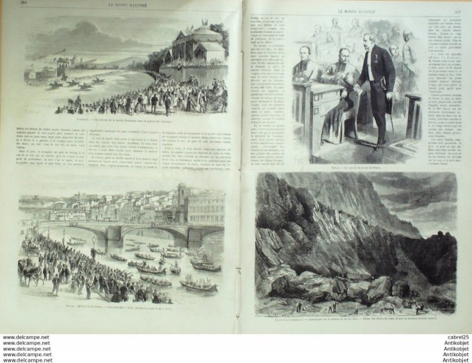Le Monde illustré 1867 n°579 Italie Florence Joutes Sur L'arno Usa L'erie