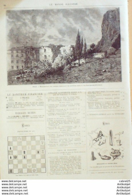 Le Monde illustré 1872 n°774 Nice (06) Angleterre Westminster Chelsea Vincennes (94) Italie Rome