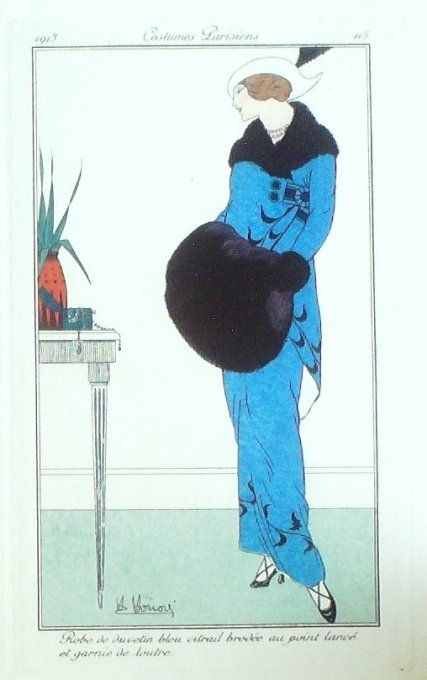 Honore H Pochoir Mode Art Deco n° 115-1913 Journal des Dames