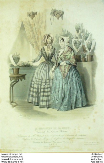 Gravure Mode Le Moniteur 1850 # 76 (Old Fashion plate)