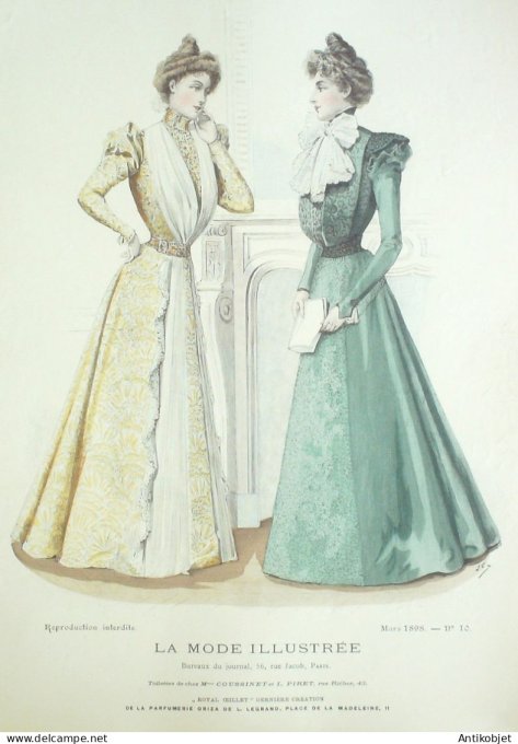 Gravure Mode illustree 1898 # 10 (Old Fashion plate) RARE