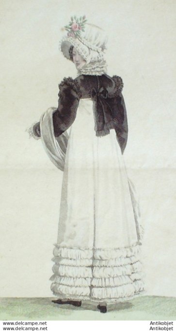 Gravure de mode Costume Parisien 1816 n°1602 Robe perkale