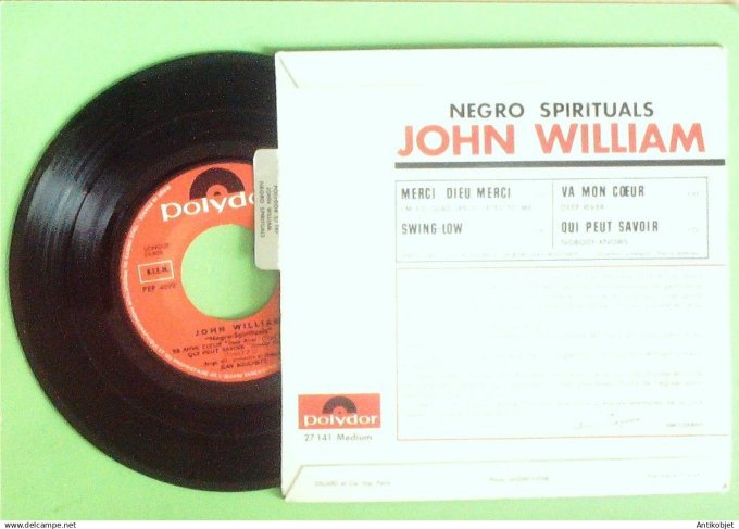 William John 45T EP Swing-Low  Negro Spirituals (languette) 1967