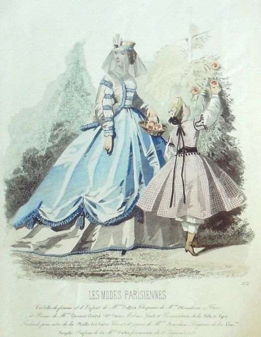 Gravure Les Modes Parisiennes 1865 #1174 Robes printanières Maison Pieffort