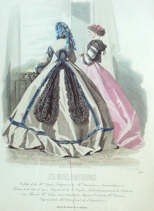 Gravure Les Modes Parisiennes 1865 #1175 Robes Jersey Maison Cagelin