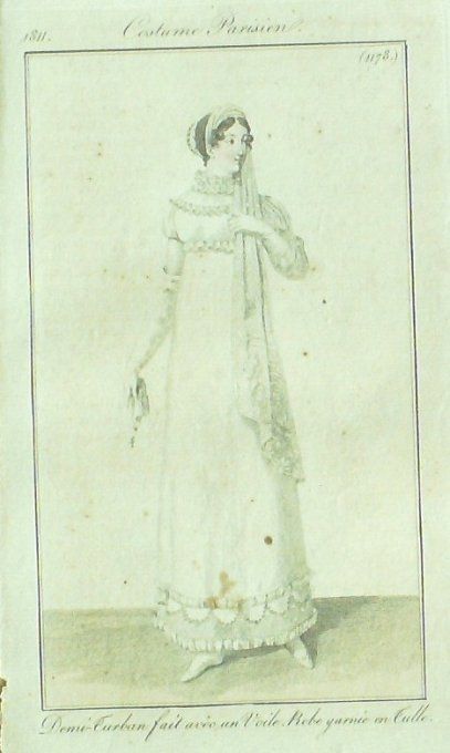 Gravure Mode Costume Parisien 1811 # 1178 (eau forte old Fashion plate