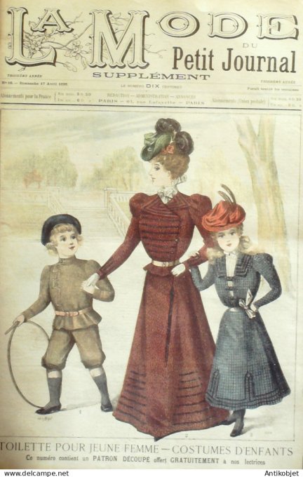 La Mode du Petit journal 1898 n° 15 Toilettes Costumes Passementerie