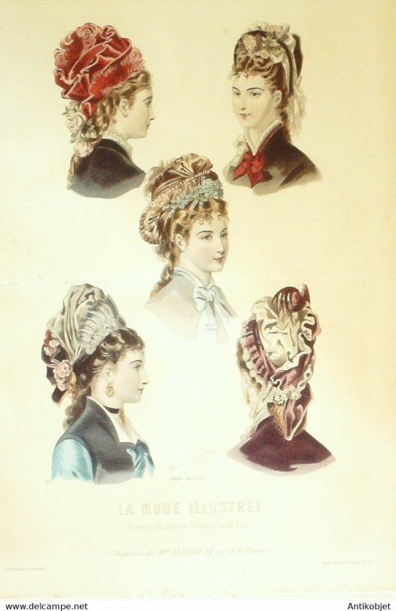 Gravure de mode La Mode illustrée 1876 n°41 (Maison Aubert)