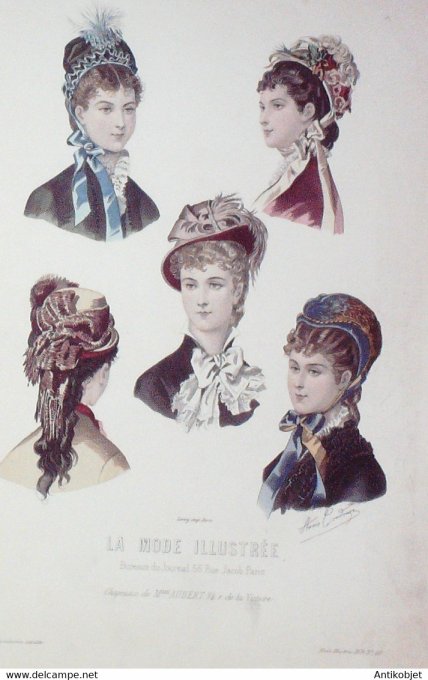 Gravure de mode La Mode illustrée 1878 n°40 (Maison Aubert)