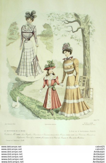 Gravure Mode Le Moniteur 1898 # 15 (Old Fashion plate)
