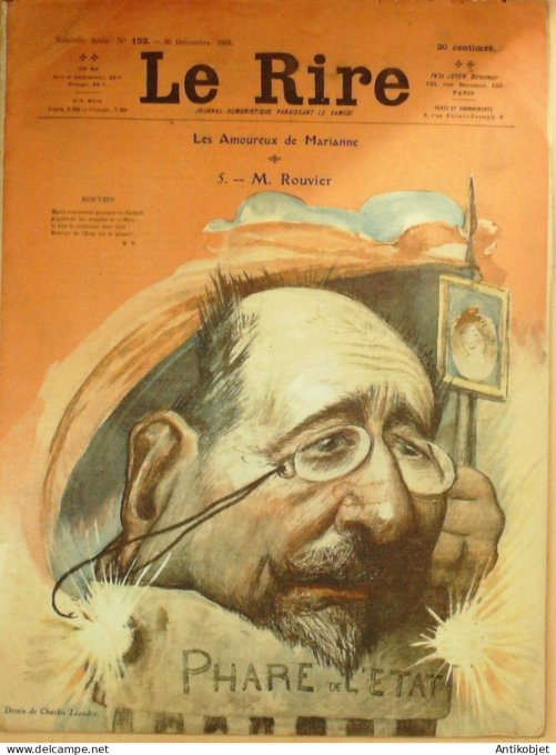 Le Rire 1905-12-30 # 152 Journal humoristique Ed.Originale M.Rouvier