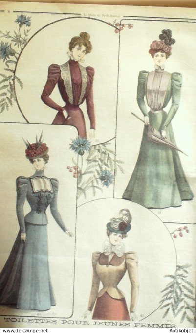 La Mode du Petit journal 1898 n° 15 Toilettes Costumes Passementerie