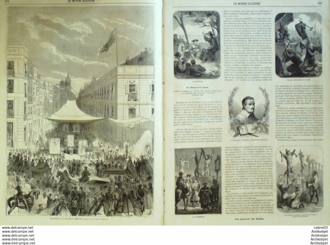 Le Monde illustré 1862 n°272 Espagne Madrid Fontainebleau (77) Bordeaux (33) Italie Turin