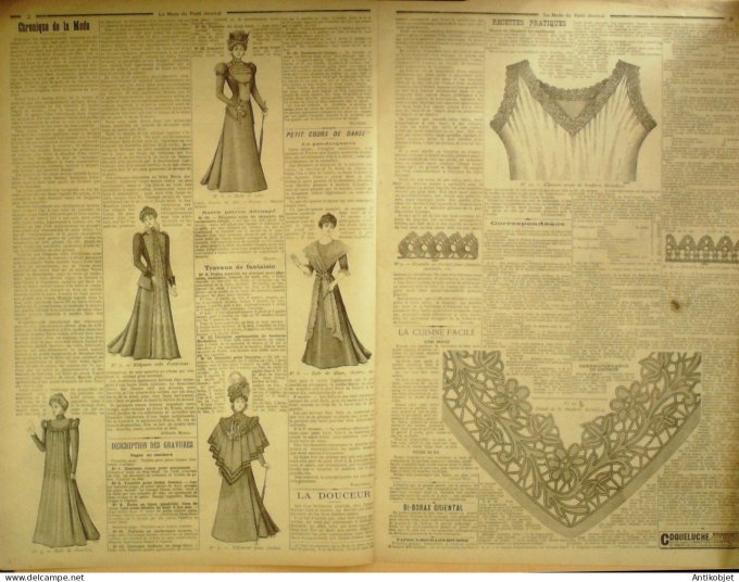 La Mode du Petit journal 1898 n° 15 Toilettes Costumes Passementerie