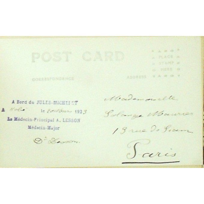 Cpa Japon Kobe Paquebot Jules Michelet 1923