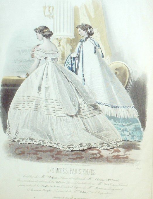 Gravure Les Modes Parisiennes 1865 #1181 Robes Mousseline Maison Pieffort