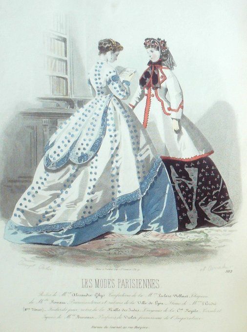 Gravure Les Modes Parisiennes 1865 #1182 Robes Organdi Maison Ghys
