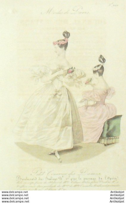 Gravure Mode Courrier des Dames 1831 #  949 (eau forte old Fashion plate)