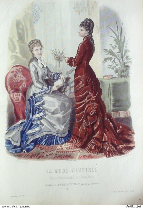 Gravure Mode illustree 1877 # 12 (Old Fashion plate)