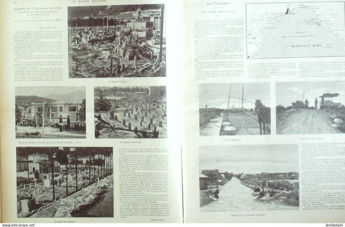 Le Monde illustré 1899 n°2208 Courbevoie (92) Philippines Caloocan Malabar Malobos Italie Côme