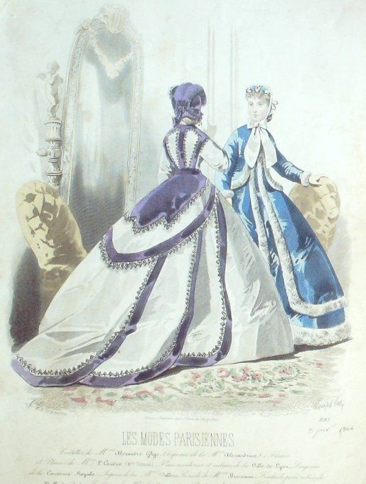 Gravure Les Modes Parisiennes 1865 #1193 Peignoir velours Maison Ghys