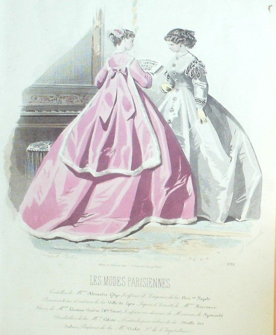 Gravure Les Modes Parisiennes 1865 #1195 Peignoir gros d'Italie Maison Ghys