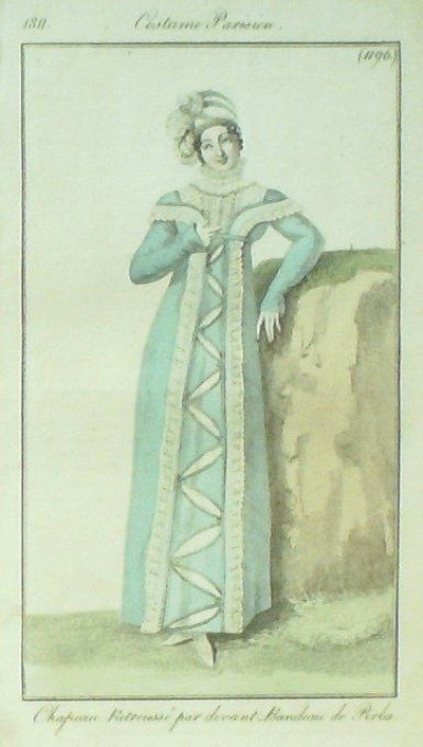 Costume Parisien 1811 # 1196 Chapeau retroussé de perles