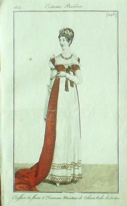 Gravure Mode Costume Parisien 1812 # 1198 (eau forte old Fashion plate