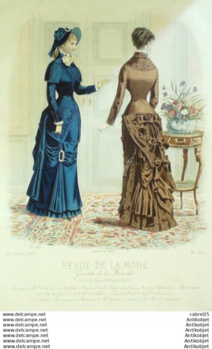 Gravure Mode La Gazette 1881 # 512 (Old Fashion plate)