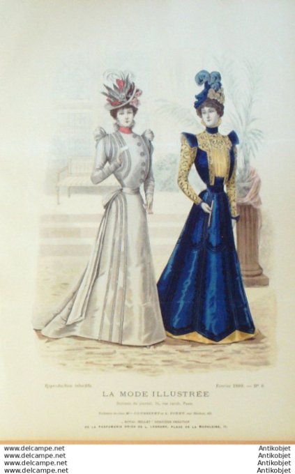 Gravure Mode illustree 1898 # 06 (Old Fashion plate) RARE