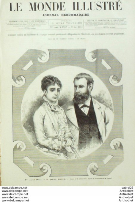 Le Monde illustré 1881 n°1282 St Denis (93) Suède Stockholm électricite Thalès Milet Humpry Davy Ara