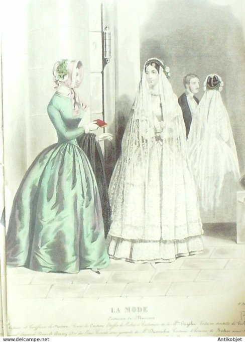 Gravure La mode 1845 # 17 (aquarelle old Fashion plate)