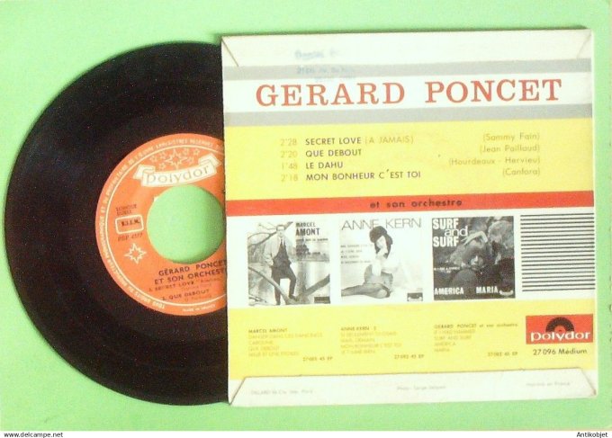 Poncet Gérard 45T EP Secret love 1963
