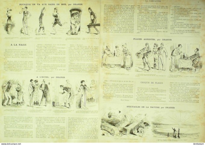 La Caricature 1880 #  26 A la mer Robida Draner
