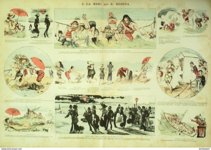 La Caricature 1880 #  26 A la mer Robida Draner