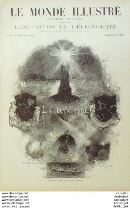 Le Monde illustré 1881 n°1282 St Denis (93) Suède Stockholm électricite Thalès Milet Humpry Davy Ara