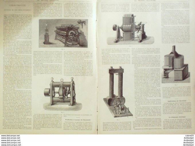 Le Monde illustré 1881 n°1282 St Denis (93) Suède Stockholm électricite Thalès Milet Humpry Davy Ara