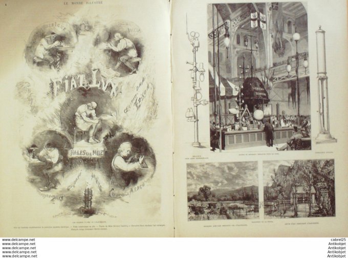 Le Monde illustré 1881 n°1282 St Denis (93) Suède Stockholm électricite Thalès Milet Humpry Davy Ara