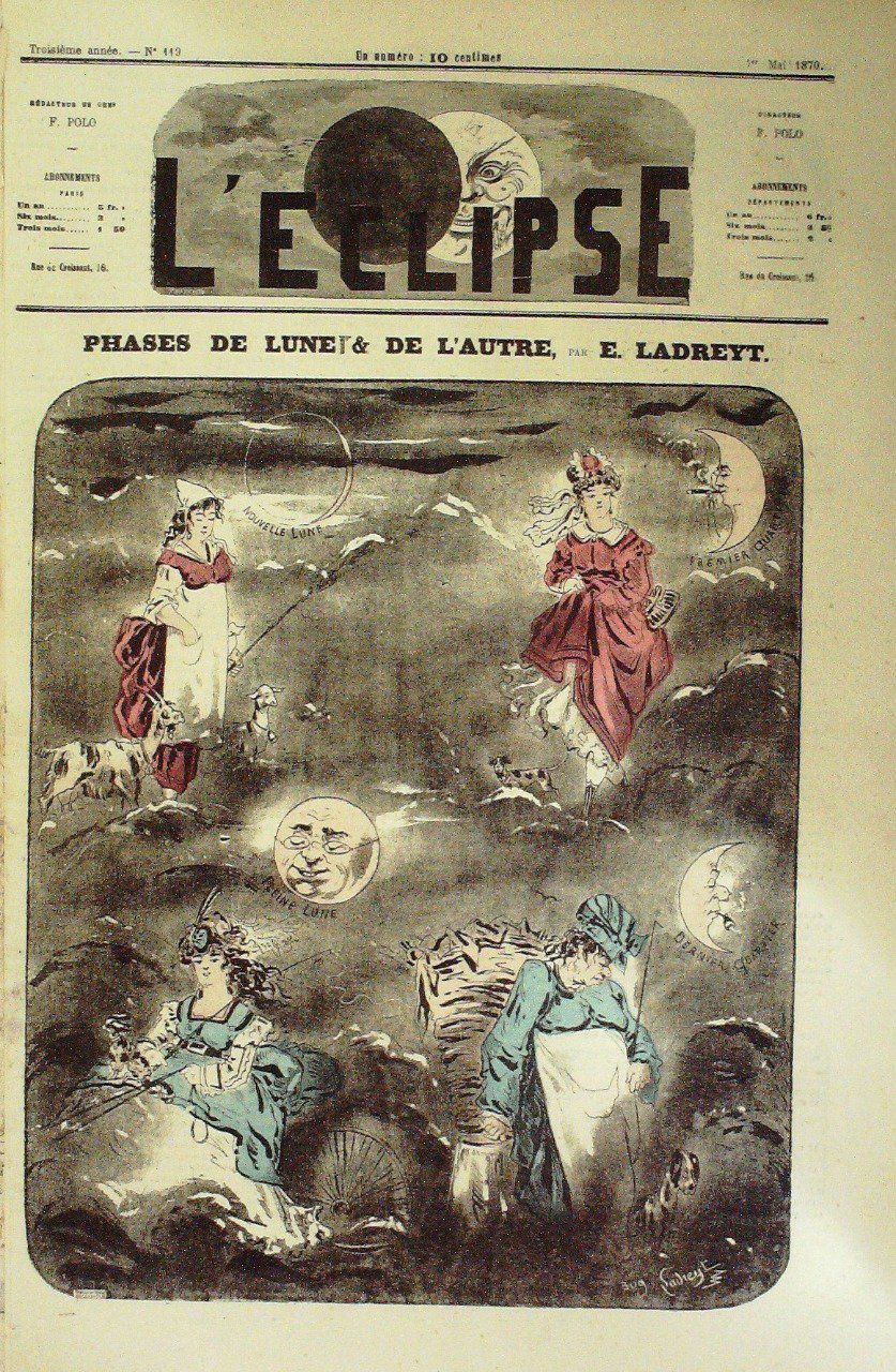 L'Eclipse 1870 n°119 PHASES de LUNE CH de FER BELGE LADREYT