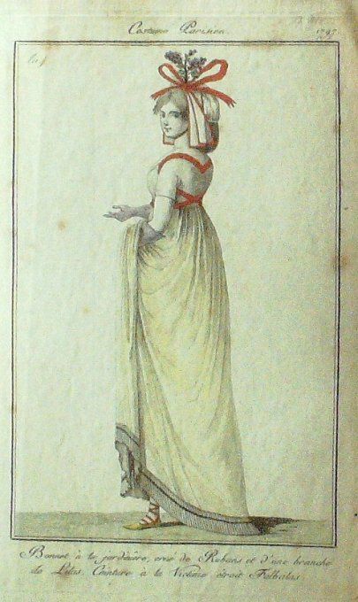 Gravure Mode Costume Parisien 1797 an  5 #  11 (eau forte old Fashion plate