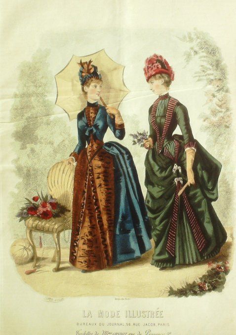 Gravure Mode illustree 1886 # 11 (Old Fashion plate) 