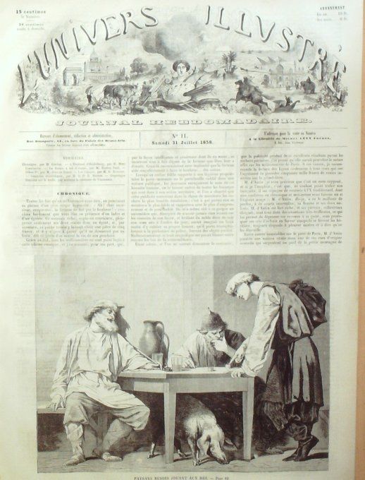 L'Univers illustré 1858 n°  11 Russie Odessa Paysans Inde Cipayes du Bengale