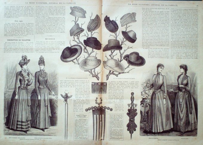 Journal Mode illustrée 1889 # 11 robes mousseline & Mohair