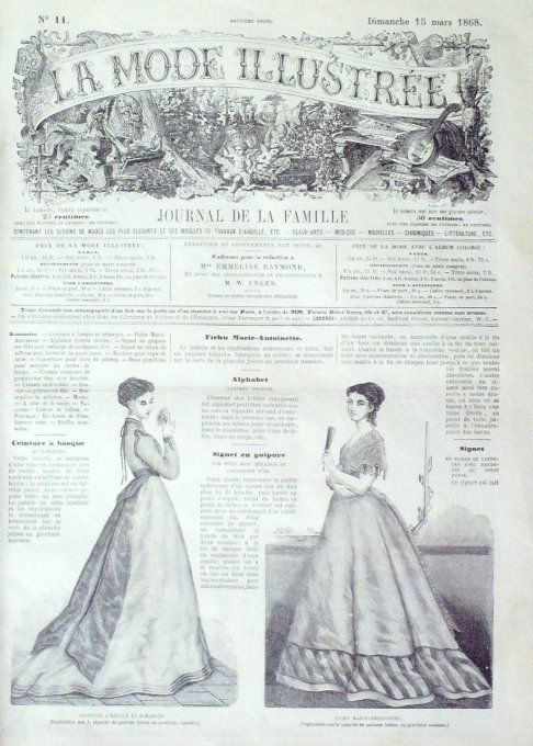 Journal Mode illustrée 1868 # 11 Fichu Marie-Antoinette