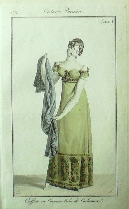 Gravure Mode Costume Parisien 1812 # 1200 (eau forte old Fashion plate